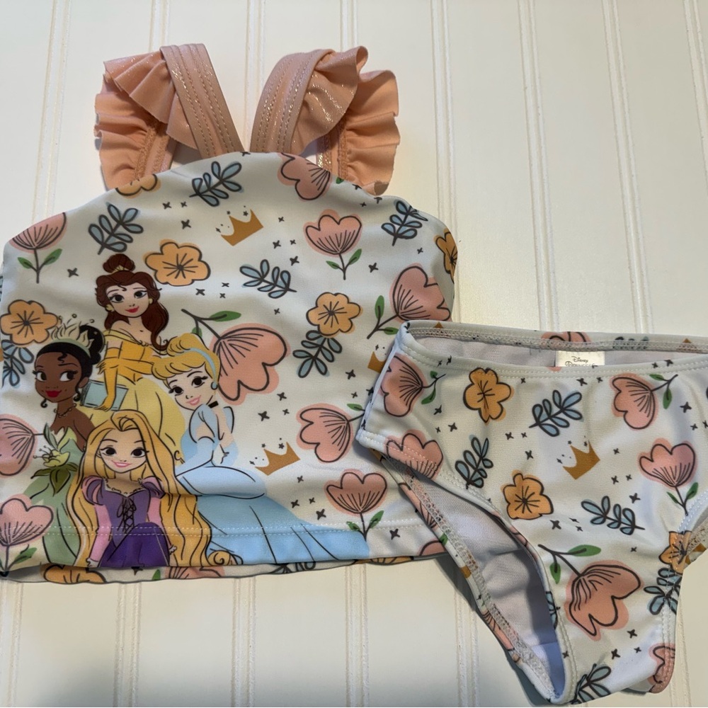 Disney Princess Floral Two-Piece Swim Set - Pink & White 18M